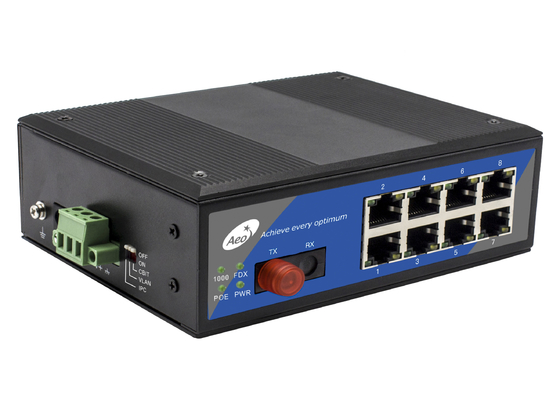 10/100/1000Mbps POE Fiber Switch 0-100km với 1 cổng Fiber và 8 cổng Ethernet POE