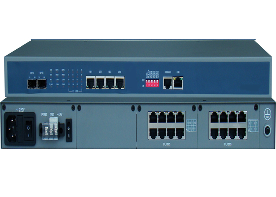 E1 Fiber Media Converter với 4/8/16 cổng E1 và 4 cổng Ethernet và 2 cổng SFP