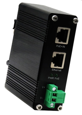 DIN-Rail Industrial 802.3at Gigabit PoE Splitter Điện áp đầu ra 12VDC