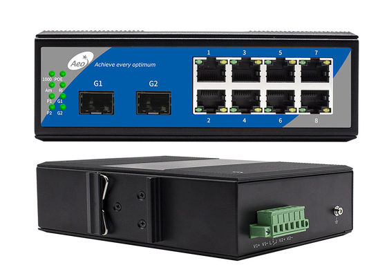 Bộ chuyển mạch Ethernet 8 cổng Gigabit với cổng SFP 1310 / 1550nm Managed 2 SFP và 8 POE Ethernet