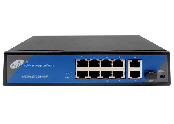 Bộ mở rộng IPC 250m 10 / 100M 8 cổng POE Switch với đường lên cáp quang