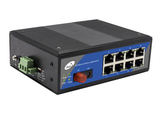 Bộ chuyển đổi phương tiện công nghiệp 8 cổng Cáp quang sang Ethernet 1 Cổng cáp quang và 8 cổng POE Ethernet