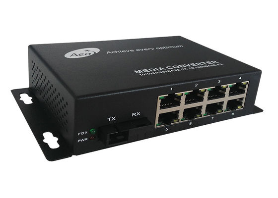 Bộ chuyển đổi phương tiện sợi quang 8 cổng Gigabit với 1 cổng cáp quang và 8 cổng Ethernet