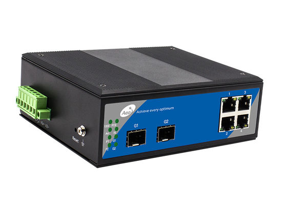 10/100 / 1000M Bộ chuyển mạch Ethernet công nghiệp không được quản lý 4 cổng POE 2 SFP