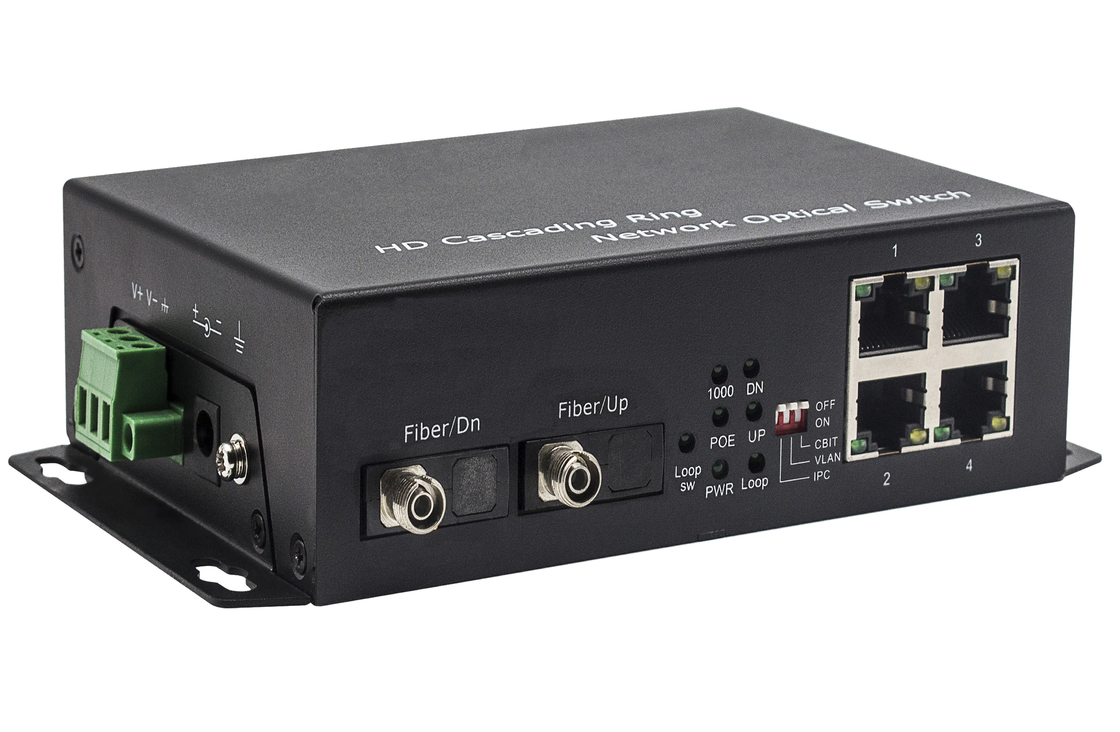 Bộ chuyển mạch Ethernet sợi quang AC / DC với 2 cổng sợi quang 10/100/1000Mbps và 4 cổng Ethernet