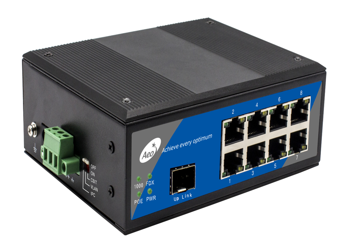 Chuyển đổi POE Ethernet cổng sợi duy nhất với nguồn điện bên ngoài 8 cổng