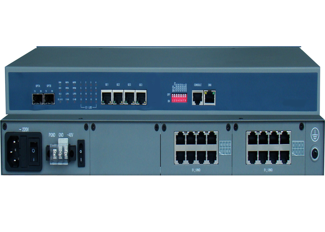 E1 Fiber Media Converter với 4/8/16 cổng E1 và 4 cổng Ethernet và 2 cổng SFP