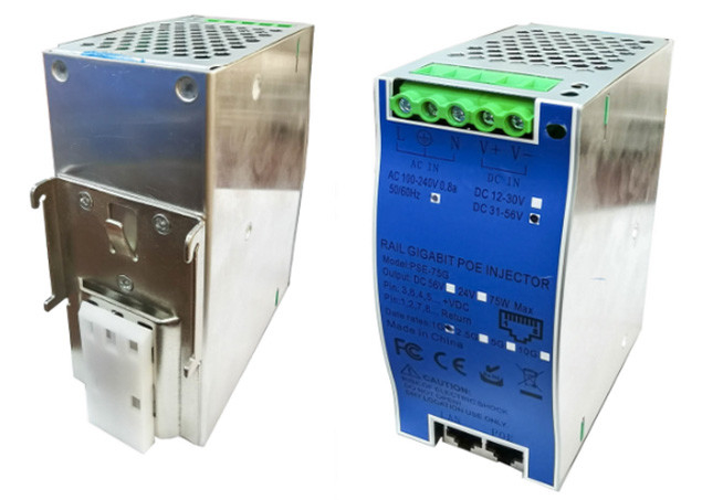 DIN-Rail Industrial 10G 90W 802.3bt PoE++ Injector với đầu vào điện kép AC + DC